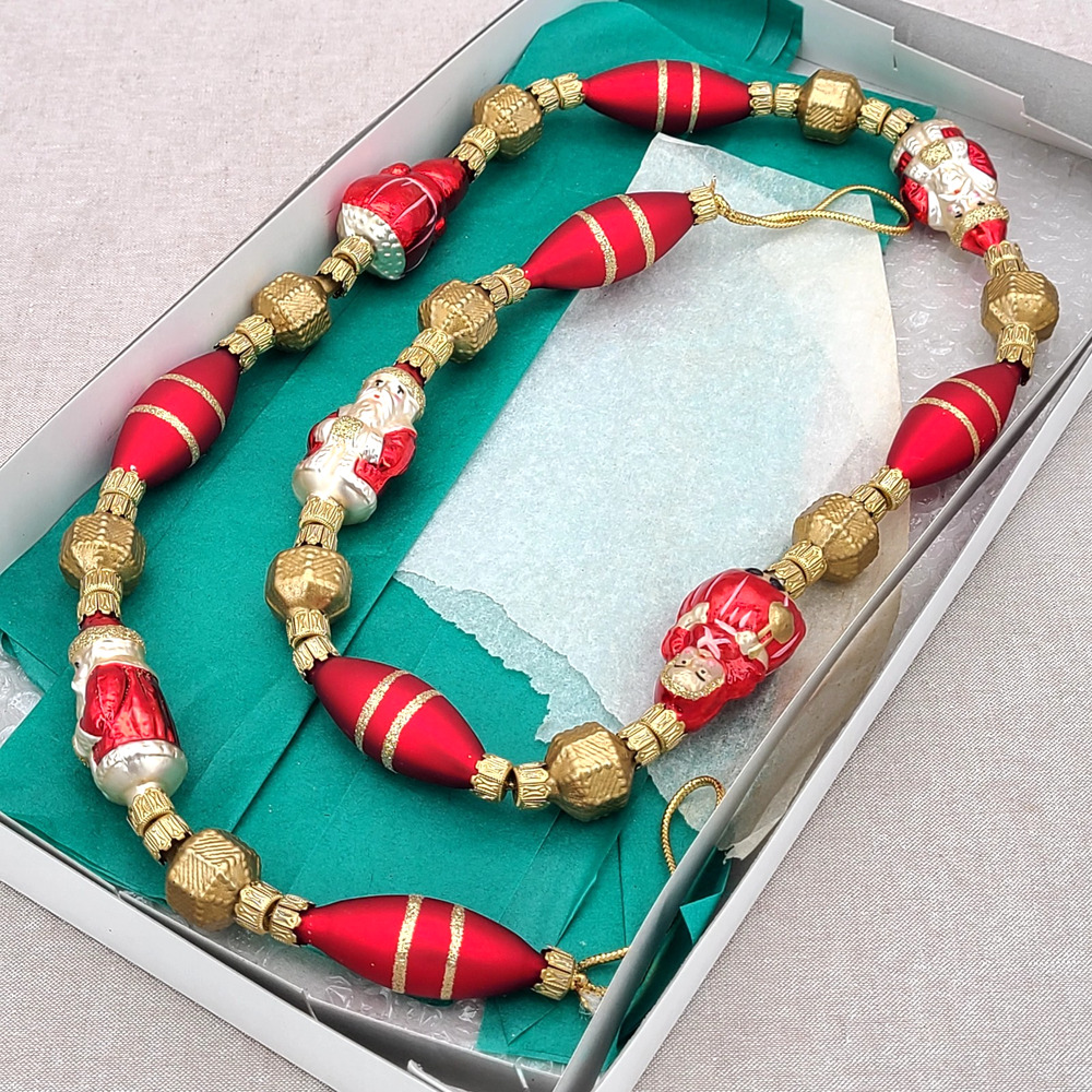 Vintage 1990s Inge-Glas Old World Christmas Mr Mrs Claus Glass Garland 1318